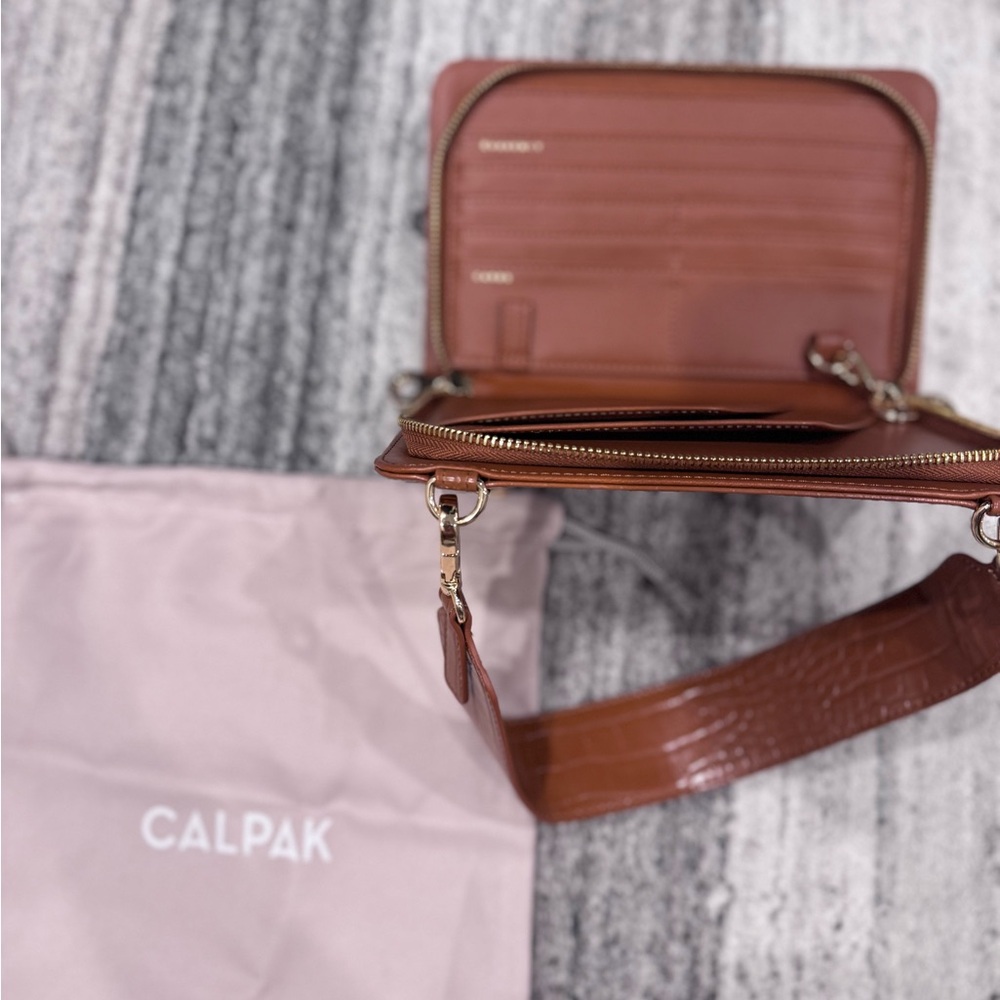 Calpak Tan Croc-Embossed Clutch - Picture 6 of 10